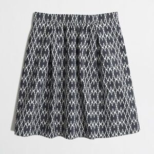 J. Crew Navy & White Jacquard Print A-Line Skirt Sz 4